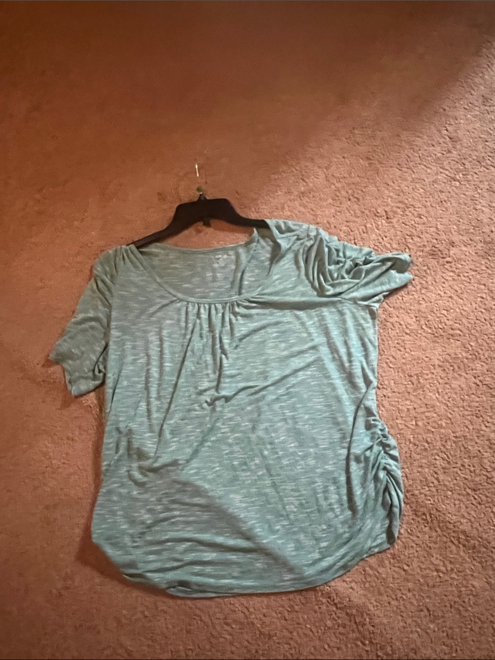 Women's Heathered Teal Short Sleeve Scoop Neck Top